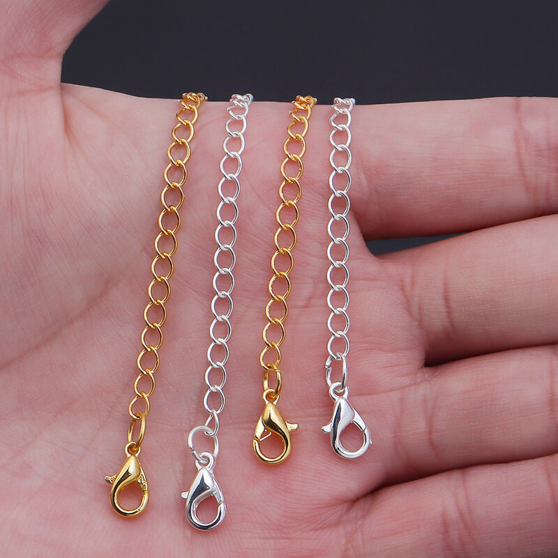 8pcs/Lot Necklace Extension Chain Bulk Bracelet Extended Chains Tail Extender With Lobster Clasp For DIY Jewelry Making Findings
