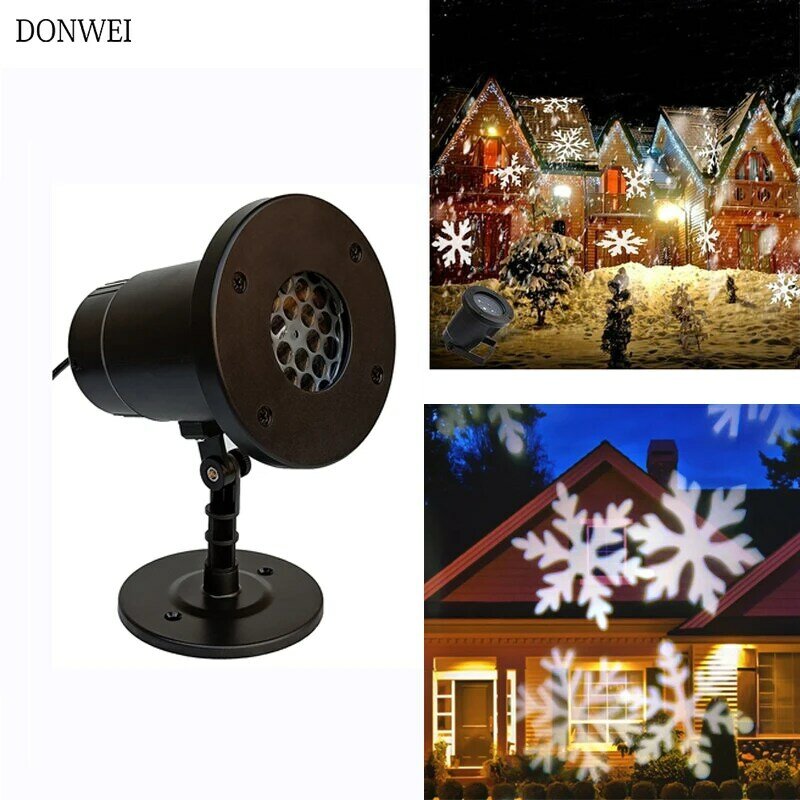 Вращающийся фонарь, подвижный снег, наружный садовый сценический светильник, рождественский снежинка, Точечный светильник для рождества, н...