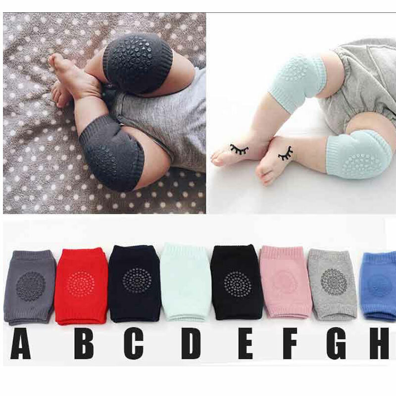 Coppia ginocchiere per bambini protezione ginocchiera per bambini scaldamuscoli traspiranti in Mesh spesso cuscino per ginocchio antiscivolo in cotone per neonato