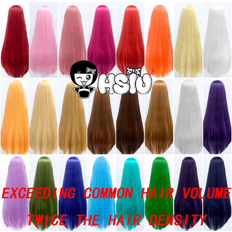 「HSIU Brand」800g Cosplay Wig Super thick Wig amount Party wigs 100cm 27 color girl Long hair Fiber synthetic wig+Free wig cap
