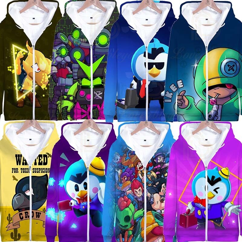 Brawling Star 3 To 14 Years Spike Kids Hoodies Shooting Game 3D Printed Sweatshirt Boys Girls Cartoon Jacket Tops Teen Clothes