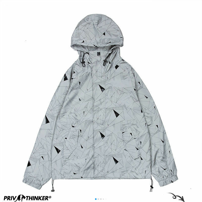 Privathinker Streetwear réfléchissant à capuche vestes pour hommes Hip Hop manteaux amples 2020 automne homme décontracté veste manteau mâle vêtements