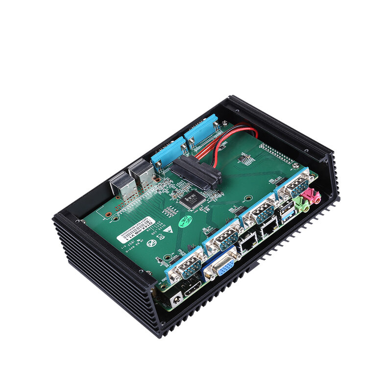 Qotom-Mini PC Industrial sin ventilador con Bay Trail N2930, procesador integrado de cuatro núcleos, 1,86 GHz, DDR3, RAM, MSATA, SSD