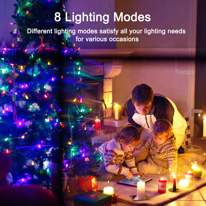 Guirnalda de luces LED para decoración, luces de hadas con USB, 8 modos, 1M-10M, DIY, para vacaciones, fiesta de año nuevo y Navidad, 9 colores a elegir