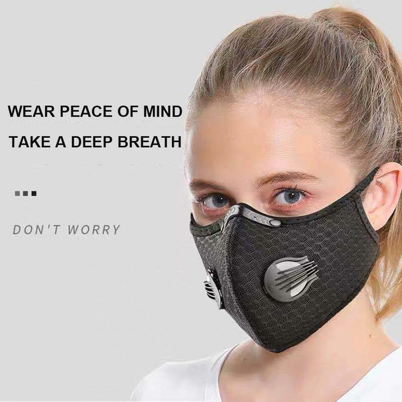 Máscara de carbón activado para montar en deportes al aire libre PM2.5, máscara facial reutilizable a prueba de polvo para máscara deportiva para correr
