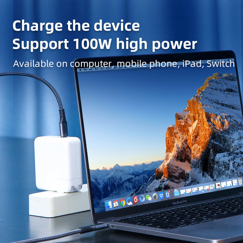 Hagibis-Cabo USB Compatível com Thunderbolt 3, 4, 5K @ 60Hz, Transferência de Dados 40Gbps, 100W, 5A Carregamento Rápido para Macbook Pro, iPhone 15