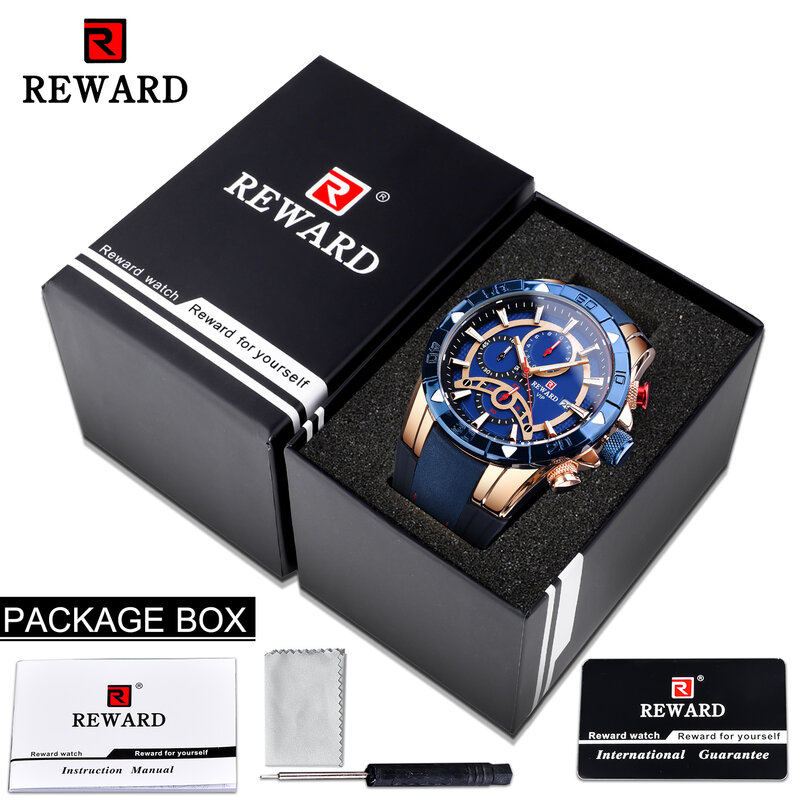 Reloj de pulsera de lujo para hombre, cronógrafo de doble pantalla, resistente al agua, con correa de cuero y silicona, color azul oscuro