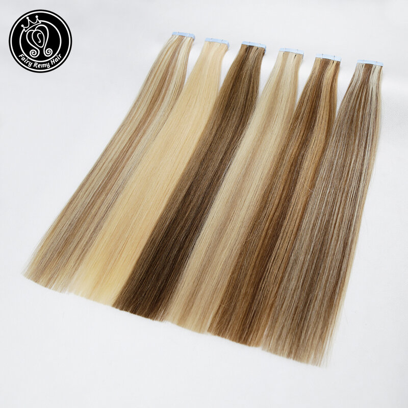 Remy Tape In Human Hair Extensions, 100% Real Natural Hair, Invisible Seamless European Adhesive Hair Extensions, 16-18 Inch, 2g por Pcs