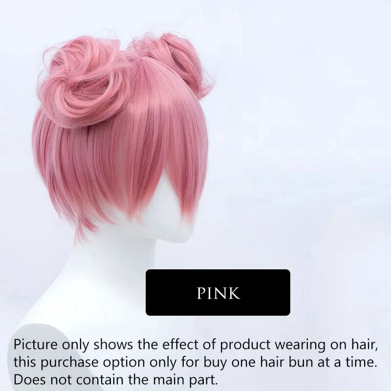 Extensão de cabelo sintético para mulheres, coque bagunçado, peruca com clipe, acessórios para cabelo cosplay, rosa, vermelho, loiro, azul