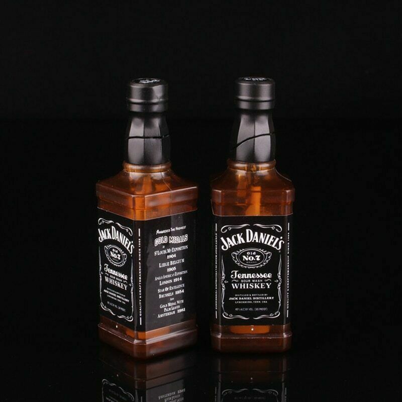 Novelty Lighter Jack-Daniel Wiskey Bottle Windproof and Refillable Butane Lighter for Studio Background