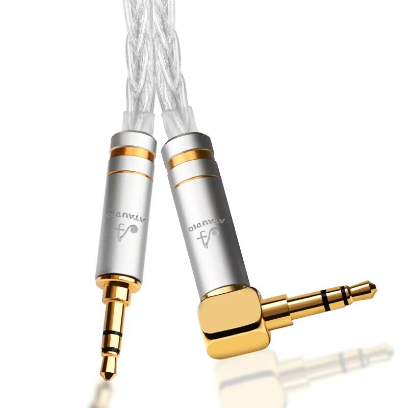 Cable auxiliar Hifi Pure Siver de 3,5mm, conector macho de alta gama 3,5, para auriculares de coche, altavoz, Cable auxiliar