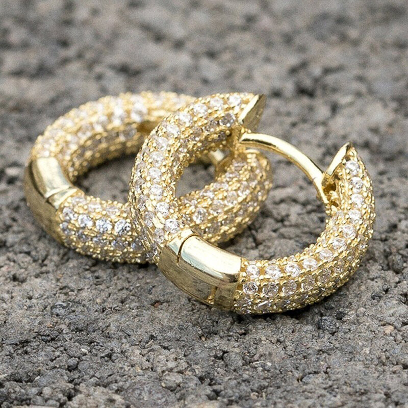 Huitan Delicate Hoop Earrings Shiny Cubic Zircon 3 Color Available Simple Stylish Daily Wearable Bridal Earrings Wedding Jewelry