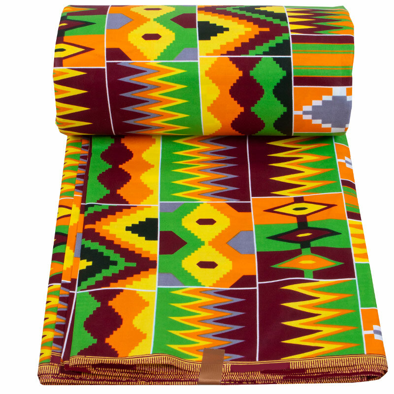 Mais recente tecido de cera de algodão africano para as mulheres vestidos garantido colorido costura impressão geometria moda estilo ghana 6 jardas