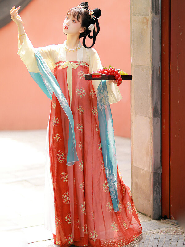 الصينية التقليدية تانغ دعوى سلالة تانغ القديمة الأميرة فستان امرأة أناقة الجنية تأثيري الملابس الشعبية الرقص الزي