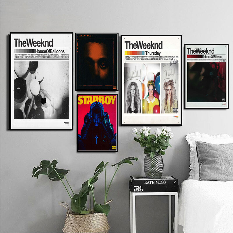 Póster impreso Daft Punk The Weeknd Starboy Hip Hop, Álbum de Música, pintura de estrellas, lienzo, arte de pared, imágenes, decoración del hogar, quadro