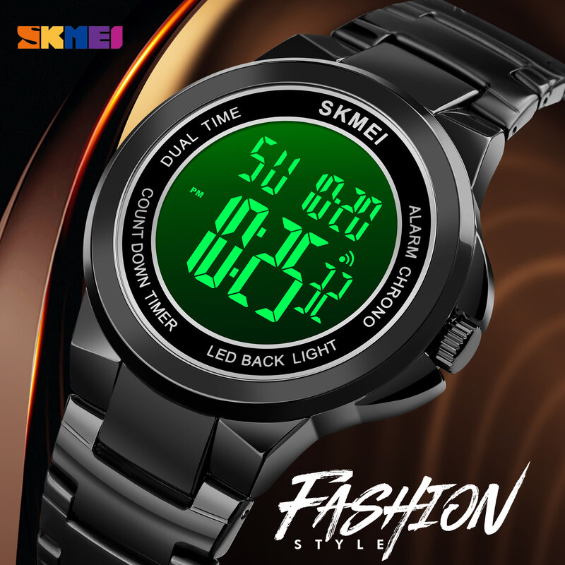 SKMEI – montres numériques pour hommes, horloge électronique de luxe en acier inoxydable, chronomètre masculin 1712