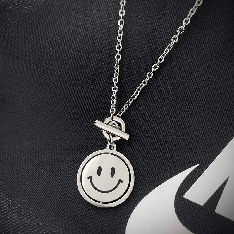MYLONGINGCHARM Smile Necklace Personalize picture for you Stainless steel rotated Pendant with OT chain