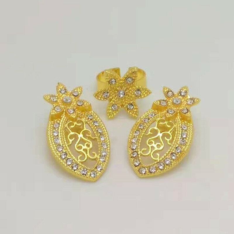 Kerajaan Ma Warna Emas Baru Afrika Kalung Anting Gelang Cincin Set Dubai Perhiasan Set untuk Wanita Pesta Aksesori