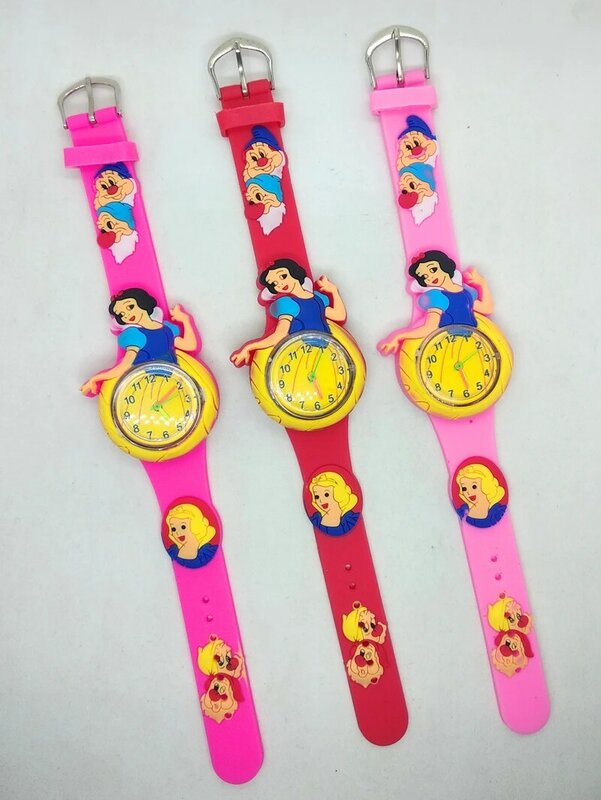 만화 실리콘 소프트 스트랩 공주 어린이 쿼츠 시계, 소녀 어린이 생일 선물 시계