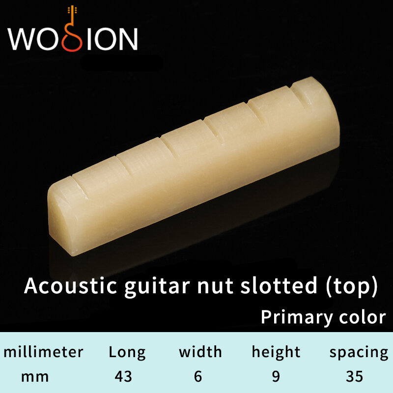 Chitarra acustica di colore primario con osso bovino Wosion, dado per chitarra classica scanalato, dadi superiori e inferiori scanalati in varie dimensioni.