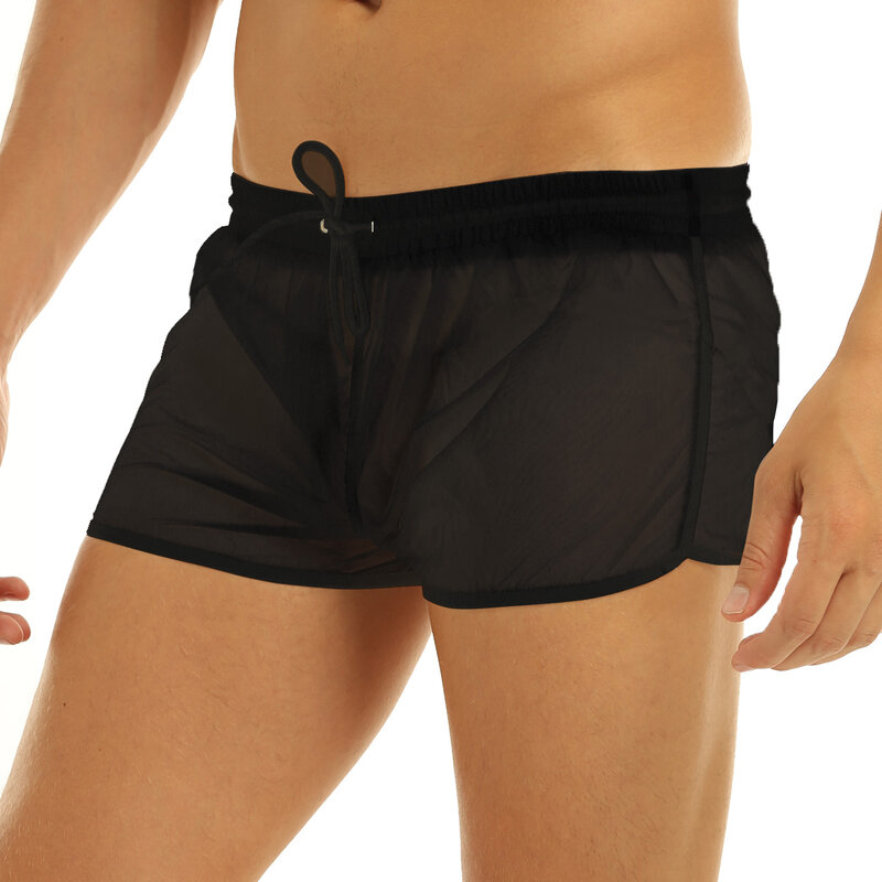 Celana Pendek Pantai Cepat Kering Tali Kolor Tembus Pandang Pria Celana Renang Celana Pendek Baju Renang Pantai Seksi