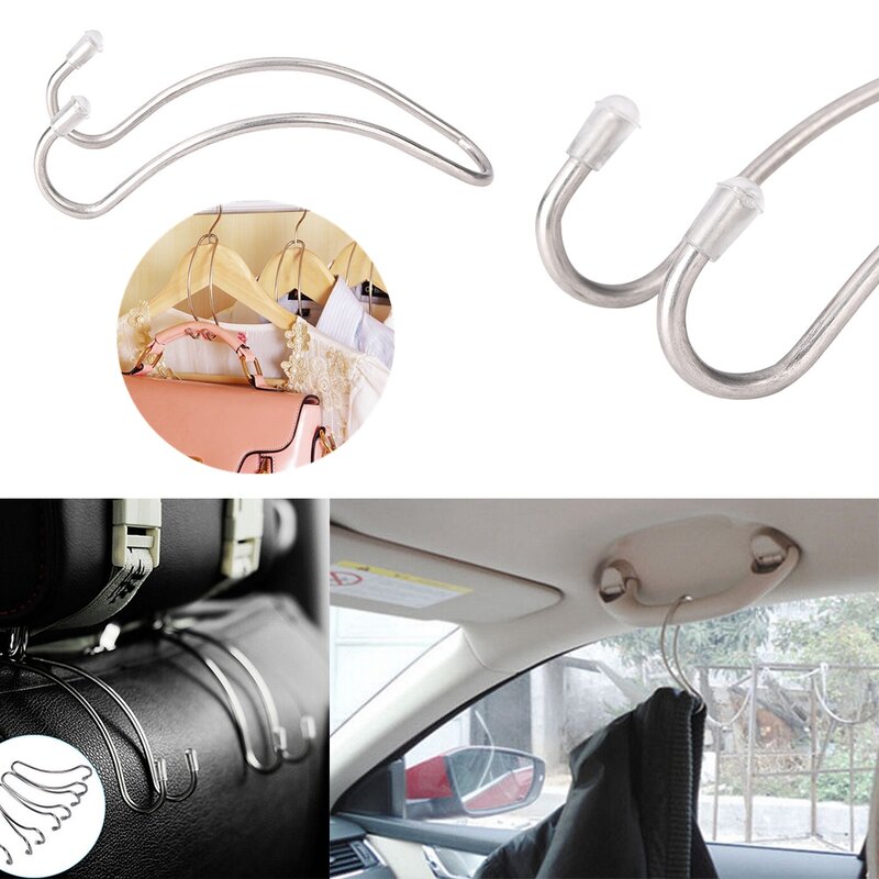 Gancho de assento interior do carro universal aço inoxidável pendurar em acessórios 3kg ganchos cabide clipes armazenamento encosto cabeça