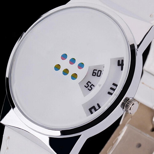 Reloj de lujo Unisex para parejas, correa de cuero de imitación, esfera móvil colorida, deportivo, de pulsera de cuarzo