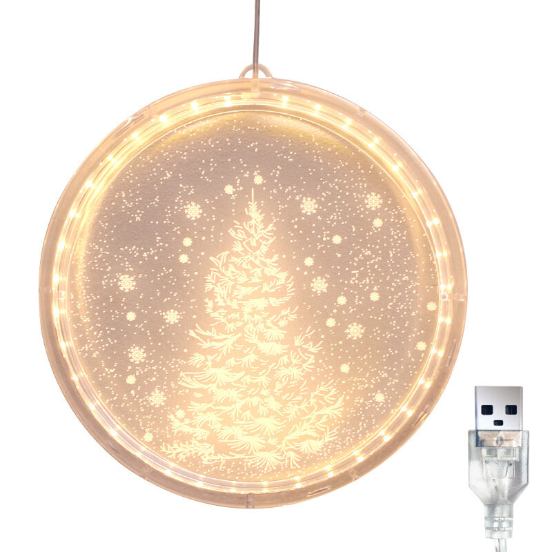 Linterna LED pequeña para decoración navideña, diseño de habitación de vacaciones, ventosa 3D, lámpara colgante para ventana con forma de copo de nieve, viejo