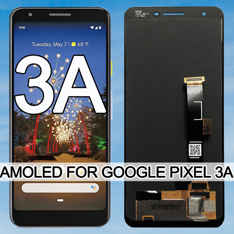 Original 5.6 "AMOLEDสำหรับGoogle Pixel 3AจอแสดงผลLCD Touch Digitizerหน้าจอสำหรับGoogle Pixel 3A G020A G020E G020Bเปลี่ยน