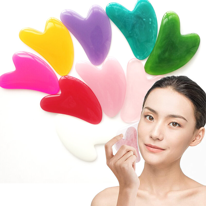 Heart Resin Gua Sha Massage Board Acupoint Beeswax Guasha Acupuncture SPA Massager Scrapers Tools For Face Neck Back Body Care