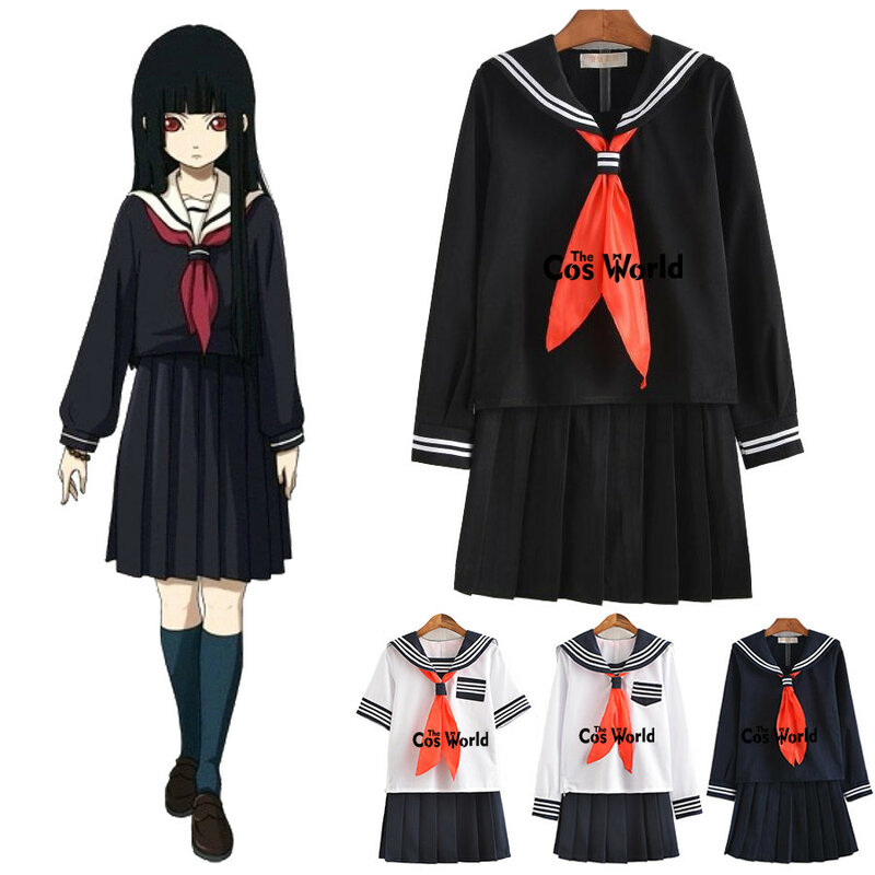 S-5XL Jigoku Shoujo Enma Ai Pakaian Pelaut Musim Panas JK Seragam Sekolah Siswa Atasan Kain Rok Kostum Cosplay Anime