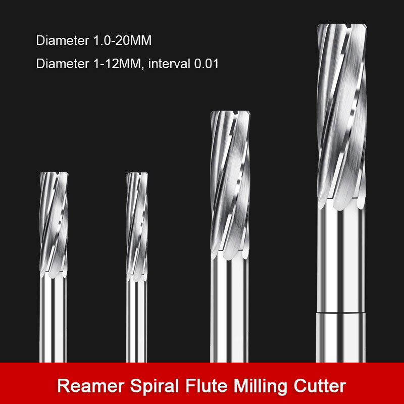 4/6 Flute Carbide Machine Reamer Spiral Flute CNC 4 5 6 8 12 20 mm Lathe Machining Milling Cutter High Precision H5H6H7H8H9M7F7