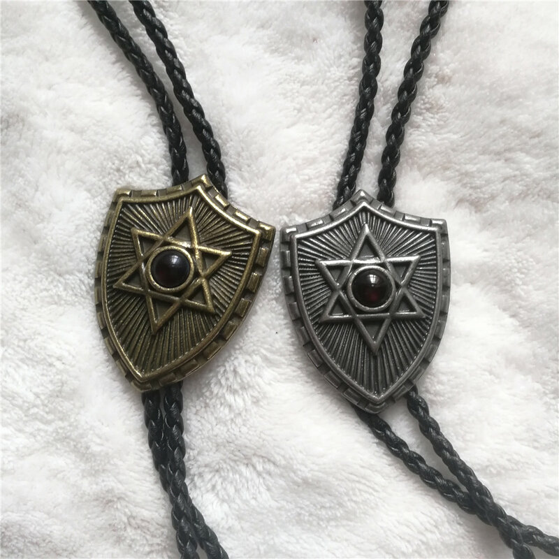 Bolo – collier de chemise rétro avec bouclier de chaîne, collier long avec pendentif six étoiles, nouvelle collection