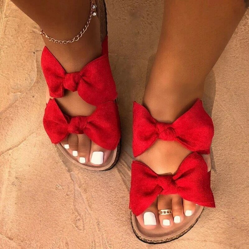 WENYUJH Bow Leopard Women Slipper Sandals Summer Open Toe Platform Slide Ladies Fashion Hollow Light Slip On Sandals Woman Shoes
