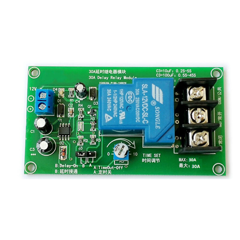 Taidacent – Module de relais de retard de synchronisation, interrupteur marche/arrêt, contrôle industriel, courant élevé, 12V 30A, NE555
