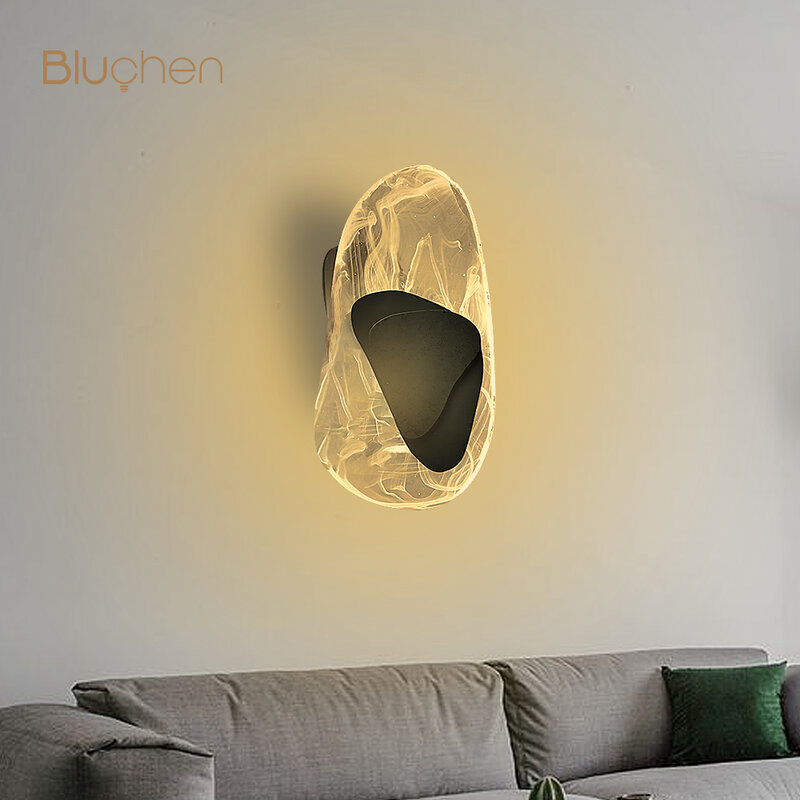 Креативный настенный светильник из толстого стекла для дома, нордический роскошный настенный светильник, минималистичный стеклянный камень, светодиодный настенный светильник