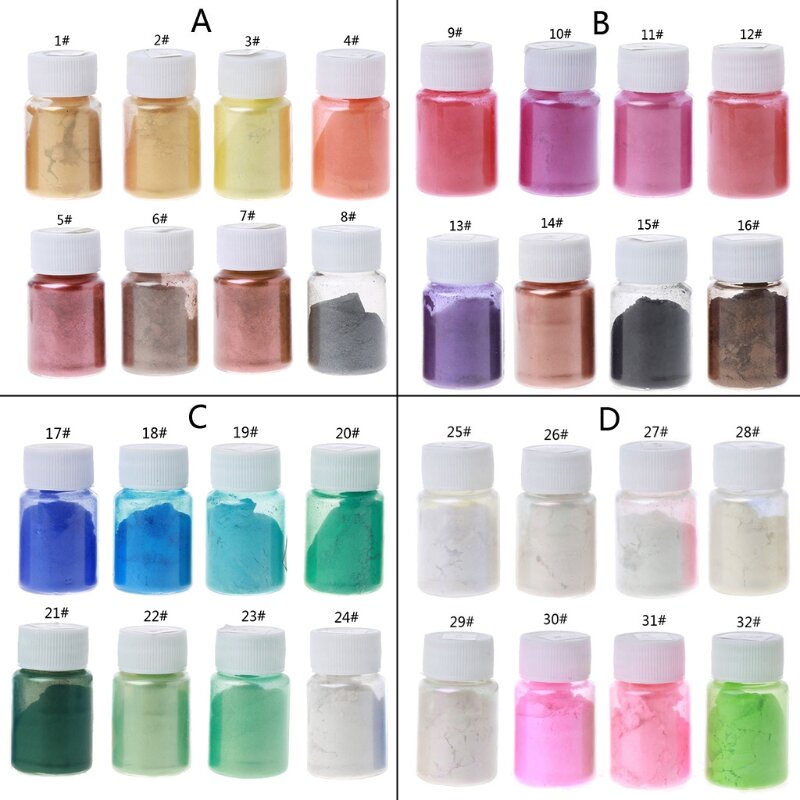 Kit de pigmentos nacarados de resina epoxi, 8 colores, 10g, polvo colorante de Mica, resina epoxi, bricolaje, tonificación de Color, fabricación de joyas, H4GA