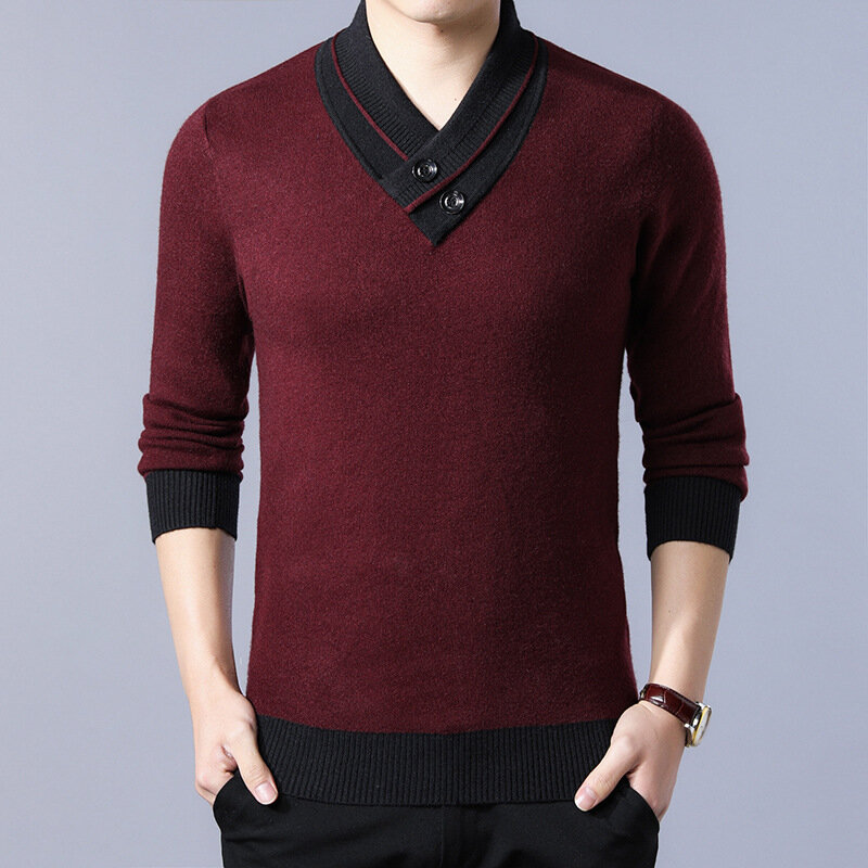 MRMT 2024 Brand Winter New Men's sweater knitted shirt thickened lapel For male sweater knitted shirt