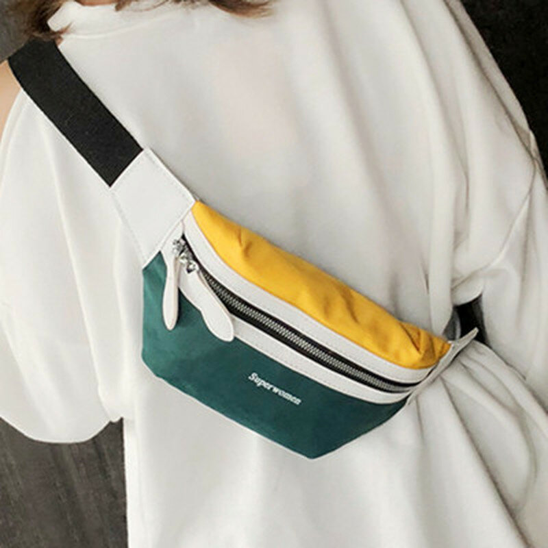 Talia torba kobiety 2019 nowe płótno wypoczynek kasetony piterek dla dziewczynek list nerka paczki moda torba Crossbody na klatkę piersiową saszetka do paska