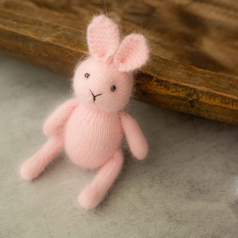 Alat peraga fotografi baru lahir, boneka kelinci rajutan hewan kelinci lucu Aksesori pemotretan foto bayi