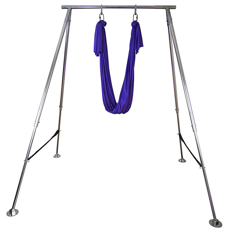 Wcześniejsza wysokość FITNESS regulowana huśtawka do jogi stojak srebrna rama hamakowa wewnętrzna antena zewnętrzna Rig do akrobatyki Fitness jogi