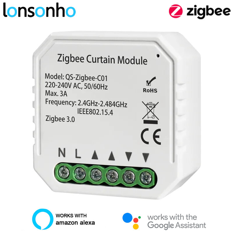 Lonsonho Tuya умный модуль переключения Zigbee для штор для потайного двигателя поддержка умного дома Zigbee2MQTT Alexa Google Home Assistant