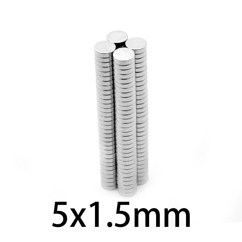 Disques magnétiques permanents en néodyme, petits aimants ronds et puissants, 5x1000mm, 5x1.5mm, 1.5x1.5mm, 50 à 1.5 pièces