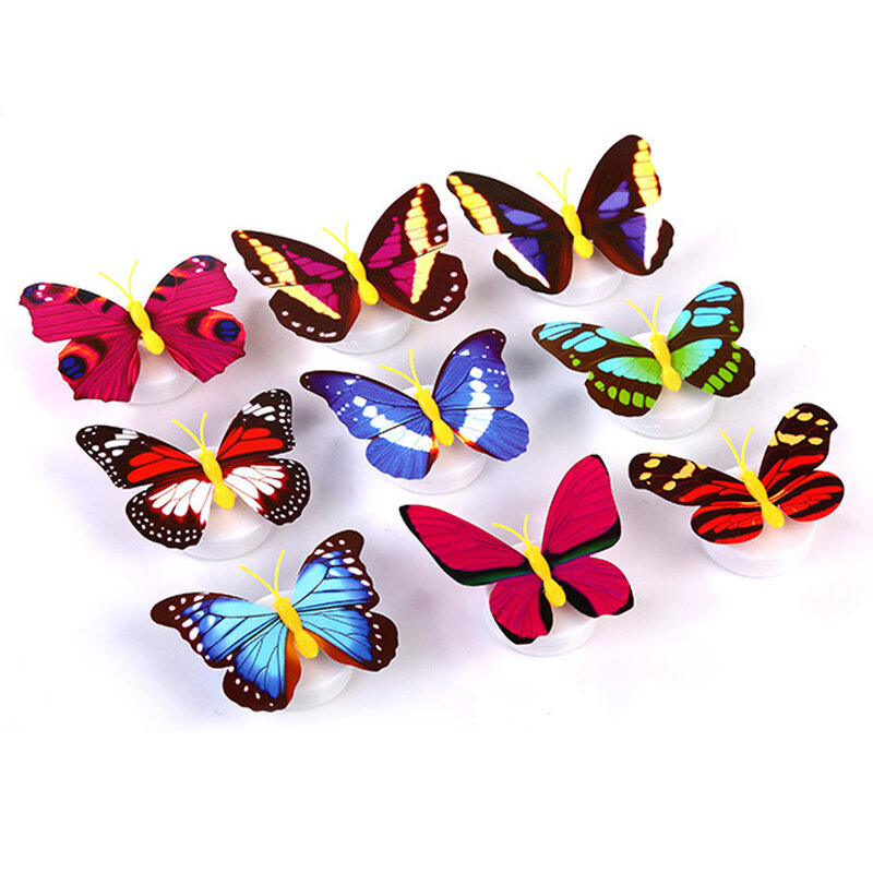 20-5 шт., разноцветные светодиодные ночники в виде бабочек