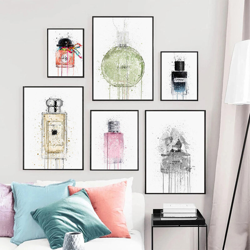Nórdico abstrato impressão de arte pintura em tela moda perfume garrafa cartaz menina quarto corredor decoração casa mural