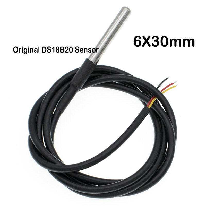 Sensor de temperatura DS18b20 Original, resistente al agua, 6x30MM, 18b20, de acero inoxidable, cable 18B20 con Terminal