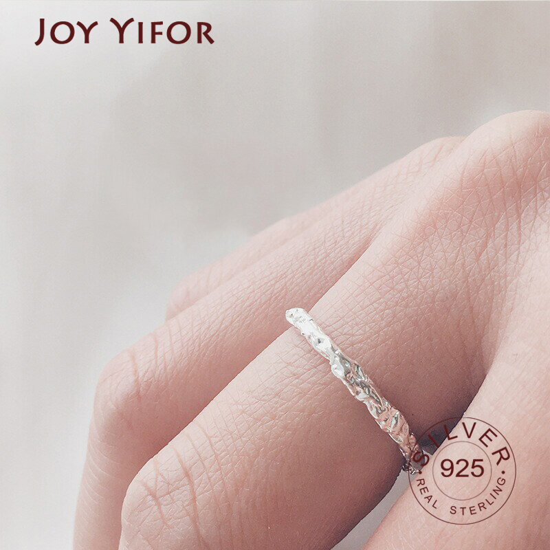 100% 925 Sterling Silber Offenen Ring für Frauen INS Minimalistischen Unregelmäßigen einfache Schmuck Bijoux Geburtstag
