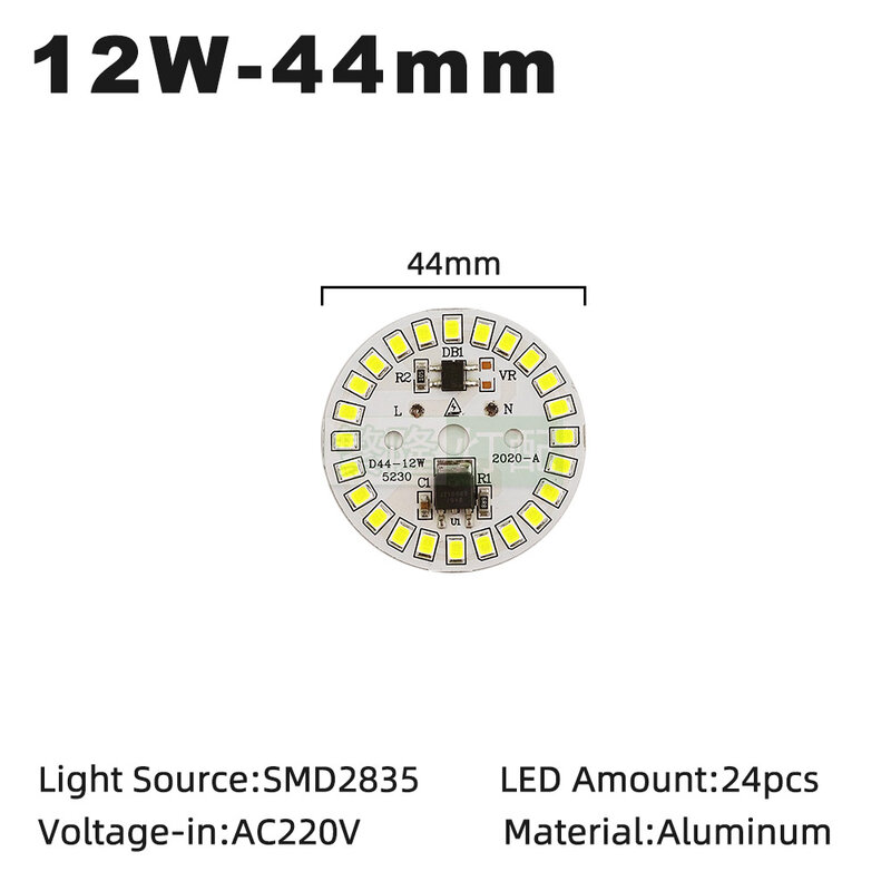 Puces d'éclairage LED ac 220v SMD2835, 3W 5W 7W 9W 12W, 5 pièces/lot, perles d'éclairage LED, pilote gratuit, panneaux lumineux, plaques de lampe en aluminium pour ampoule LED