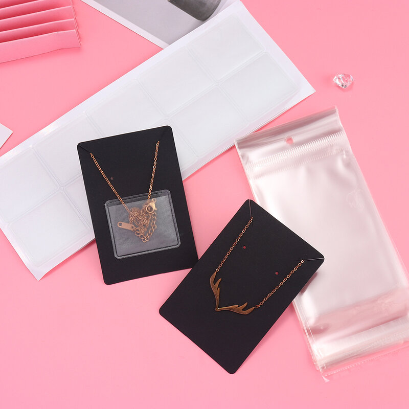 50 Buah Opp Plastik Merekat Sendiri Tas Anting Tampilan Kalung Kartu untuk Perhiasan Membuat Karton Kertas DIY Paket Pasokan