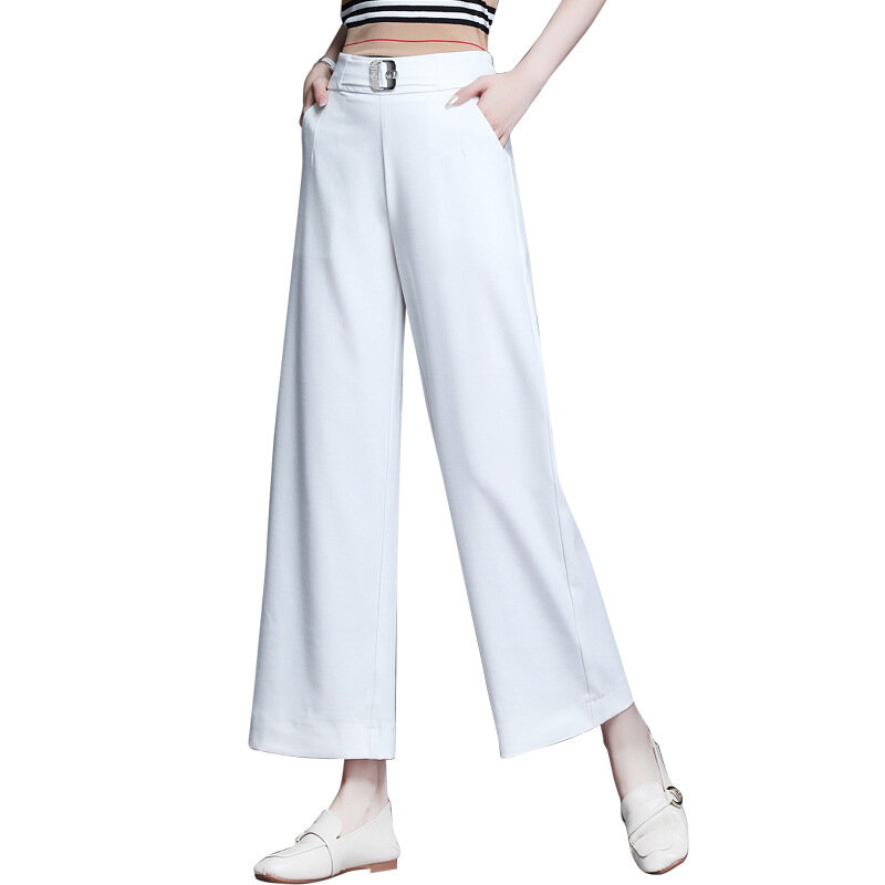 2020 New Winter Spring Women Cotton White Wide Leg Pants High Quality Ladies Pants
